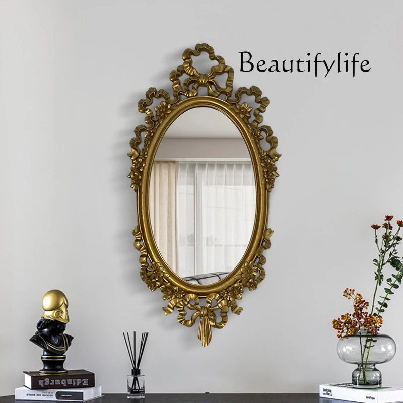 French decorative mirror home living room entrance background wall dining side mirror retro high-end bedroom makeup