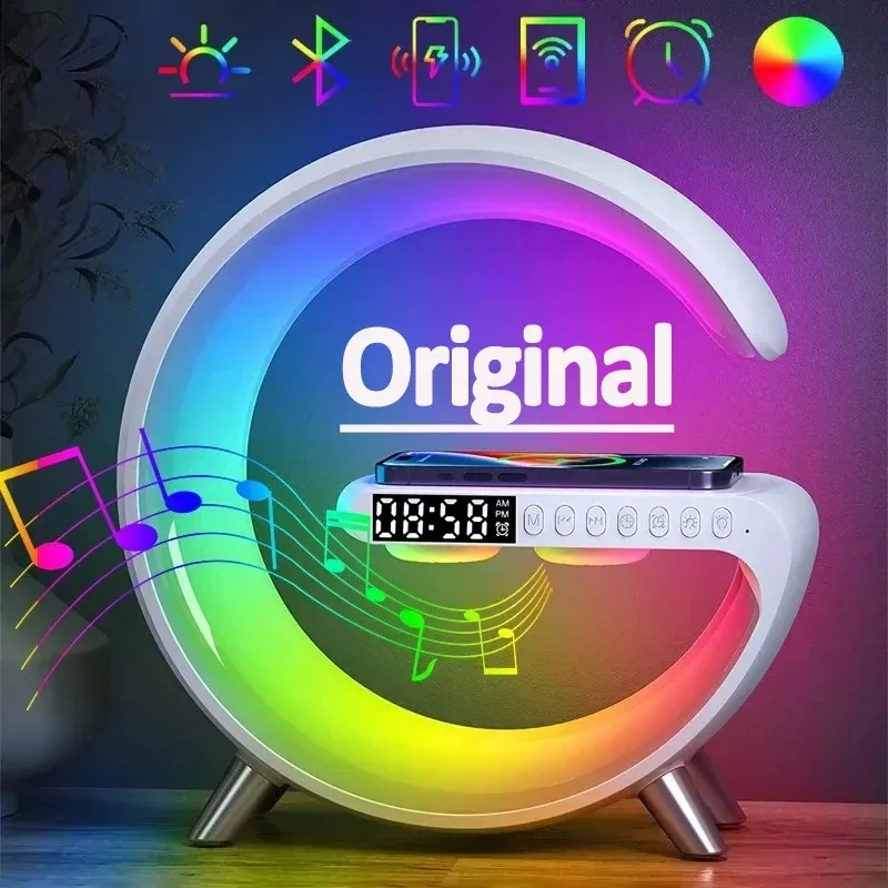 

15W RGB Night Light Wireless Charger Stand Alarm Clock Speaker with APP Control Fast Charging Station for iPhone 17-12 Samsung