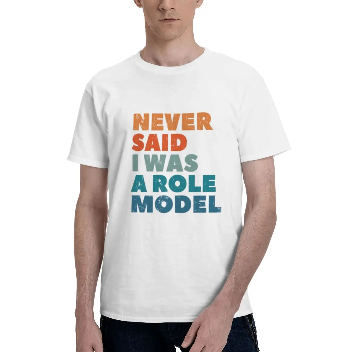 

Never Said I Was A Role Model Men's Cotton Crew Neck T-Shirt - Soft and Comfortable Short Sleeve Tee for Casual Everyday Wear