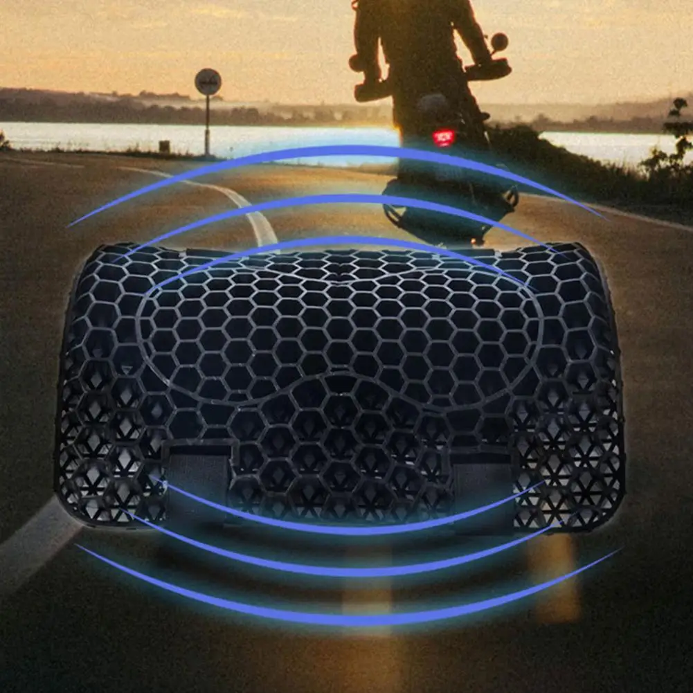 Motorcycle Gel Seat Cushion 3D Honeycomb Structure Breathable Anti-skid Shock Absorbing Motorcycle Gel Seat Pad for Long Rides