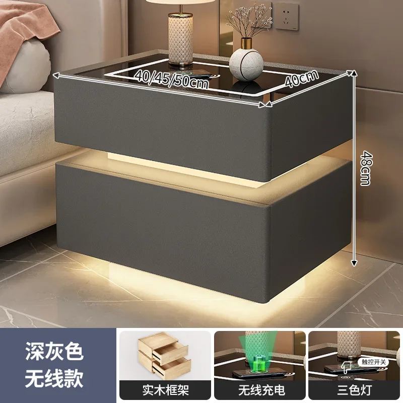 Intelligent Nightstands Organizer Furniture Cabinets Bedroom Wireless Charge Lock Bluetooth Audio Luxury Designer Bedside Table