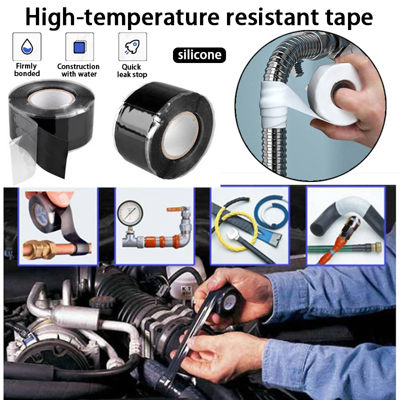 Nastro adesivo in silicone resistente alle alte temperature da 1,5/3 m per la riparazione di condutture dell'acqua Nastro isolante in silicone per riparazioni impermeabili