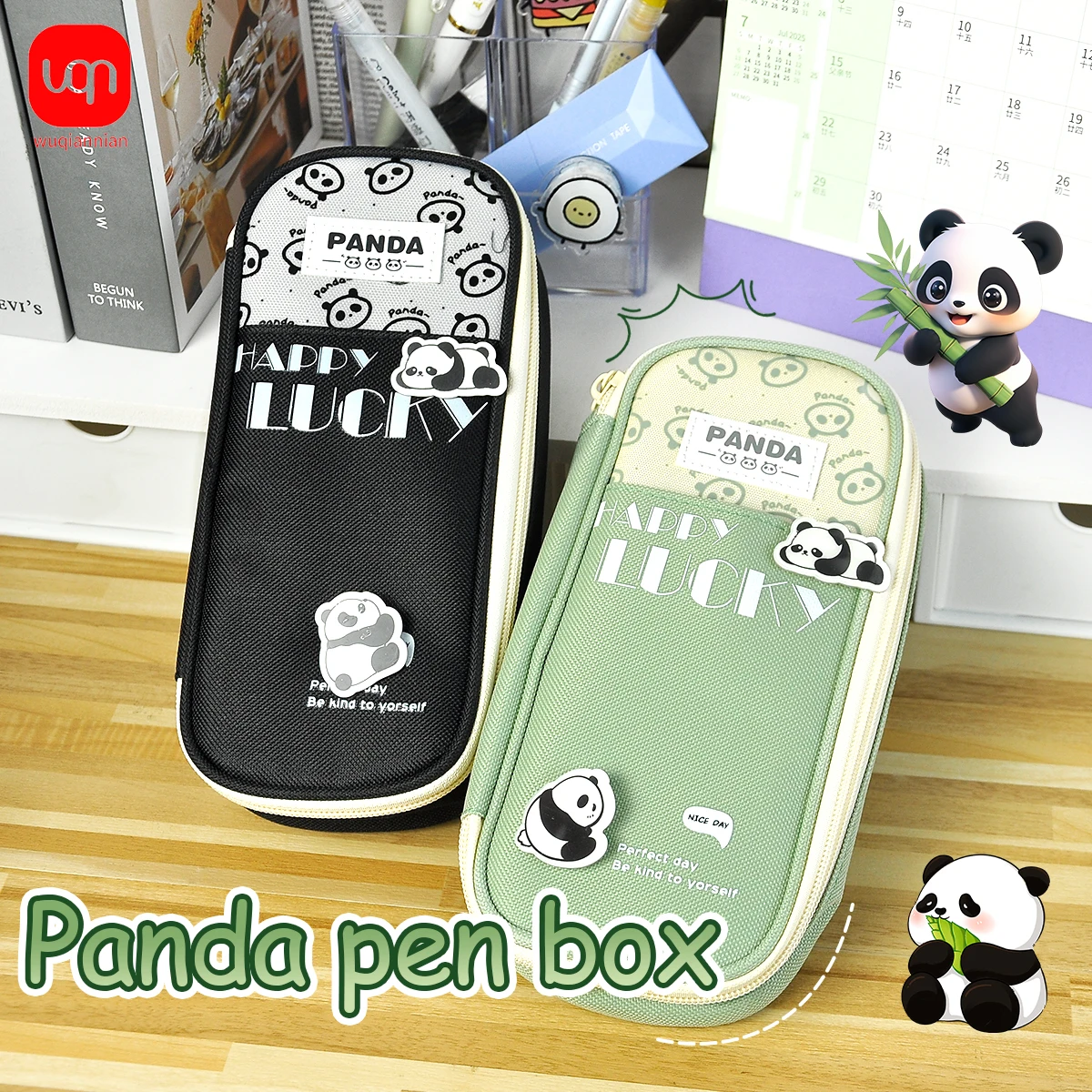 

WQN-1PC Stylish Panda Pencil Case Large Capacity Cute Cartoon Animal Aesthetic Pencil Organiser for Kids