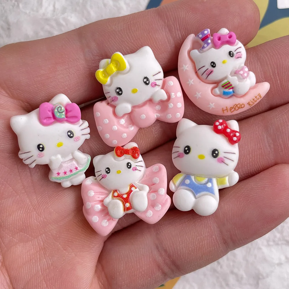 

100pcs Resin Mini Cartoon Hello Kitty Flatback Cabochon Scrapbook DIY Kawaii Embellishments Accessories