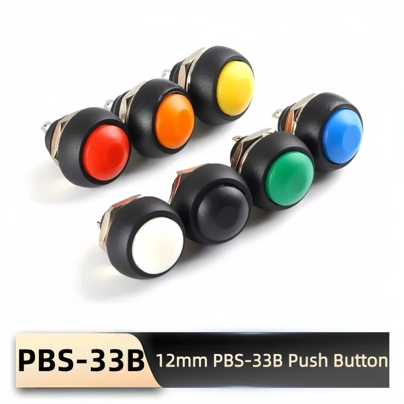 10PCS 12mm PBS-33B Waterproof Momentary ON OFF Push Button Swithch Mini Round Switch