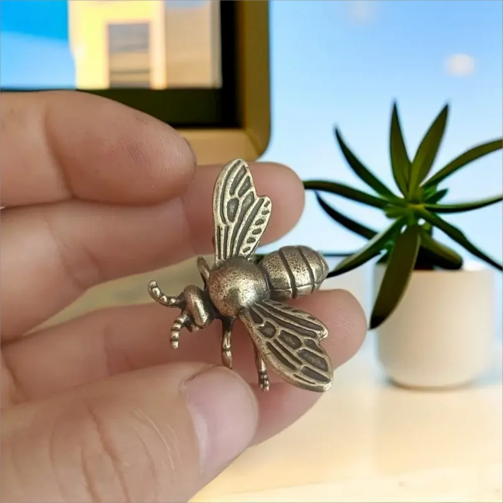 Vintage Messing 1 Stück/3 Stück Mini-Bienen-Sammlerfiguren - Handgefertigte antike Schreibtischdekorationen - Ideales Geschenk für Heim- und Büro-Sammler – Detail 3