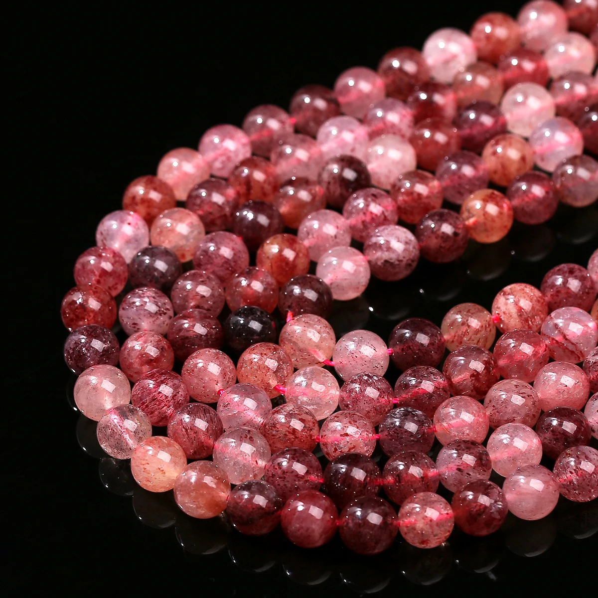 4/6/8/10mm Natural Stone Beads Pink Strawberry Quartz Round Loose Spacer Beads For Jewelry Making DIY Bracelet Accessories