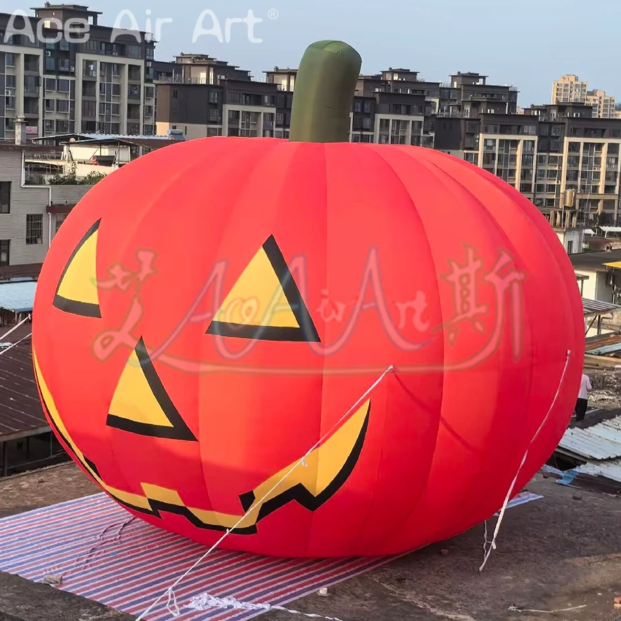 8.8m Diam×8mH Giant Outdoor Halloween Inflatable Evil Pumpkin Head with Lights For Festival Event Mexicano El Día de Muertos