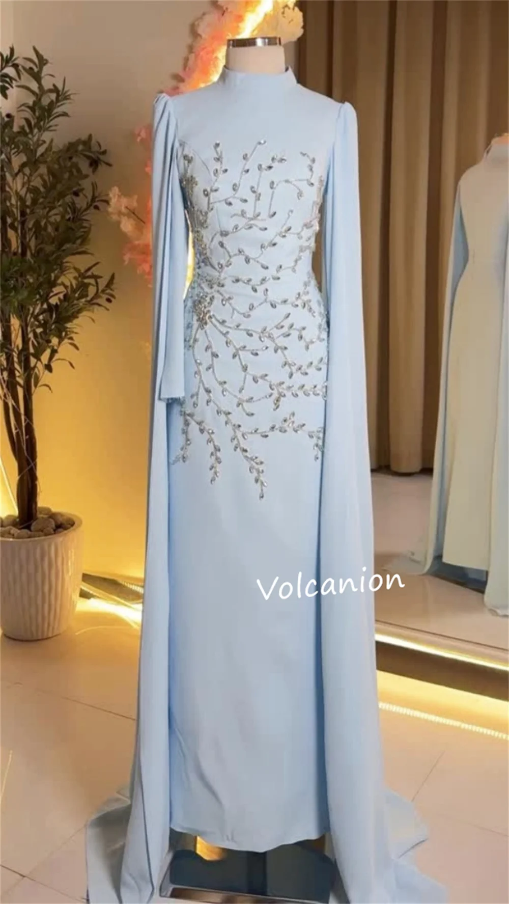 تخصيص جيرسي الديكور نمط ألف خط الياقة العالية فساتين متوسطة الطول مناسبة مخصصة حفلة موسيقية حفلة موسيقية البريق مطابقة أنيقة