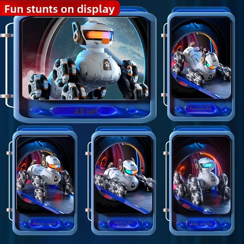 Controllo dei gesti del cane robot con deformazione acrobatica a 8 ruote telecomandata, induzione spray, cane giocattolo per ragazzo da arrampicata su fondo