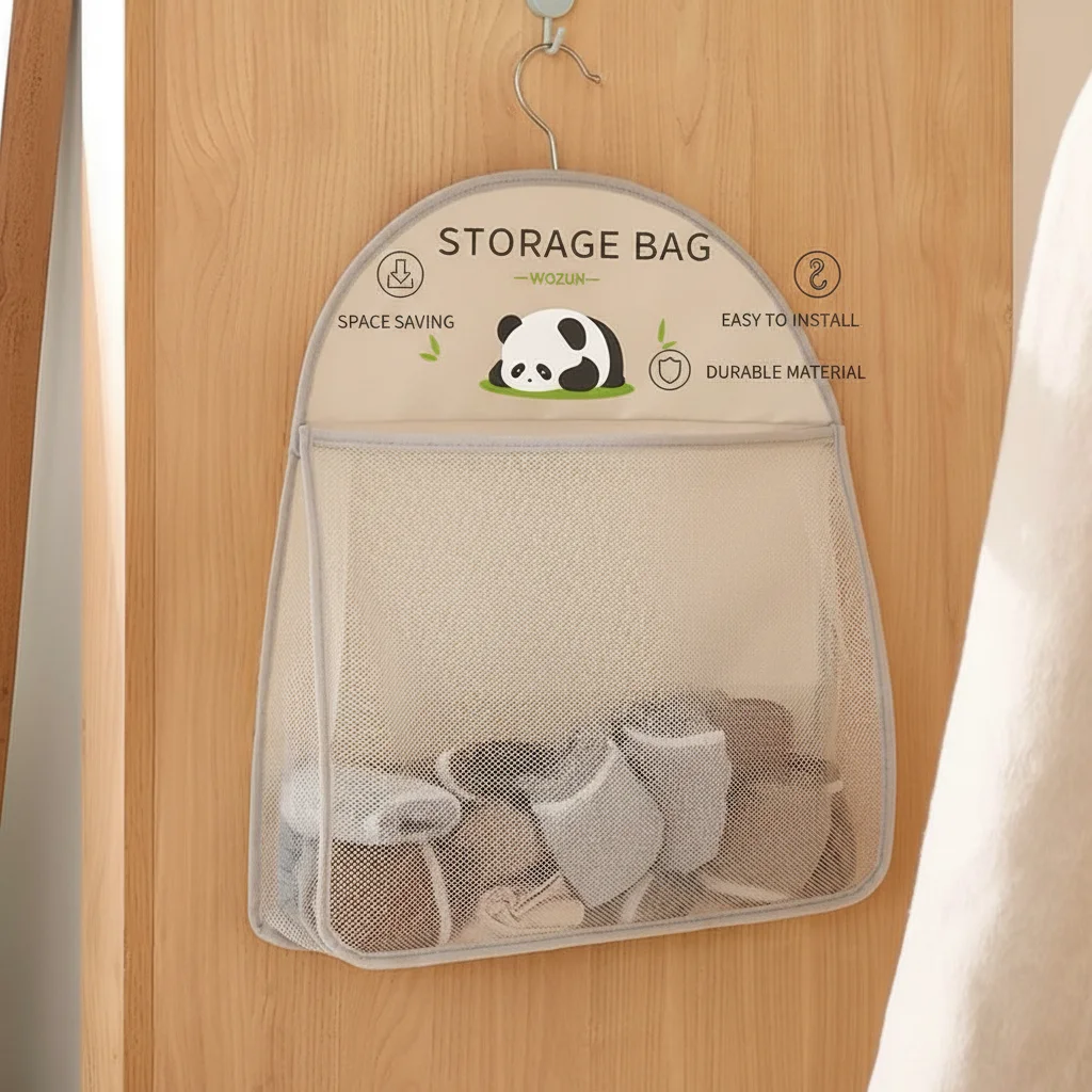 Three-Tier Hanging Underwear Socks Bra Mesh Storage Bag Suitable for Dormitory Home Wall-Mounted Organizer with Visible Pockets