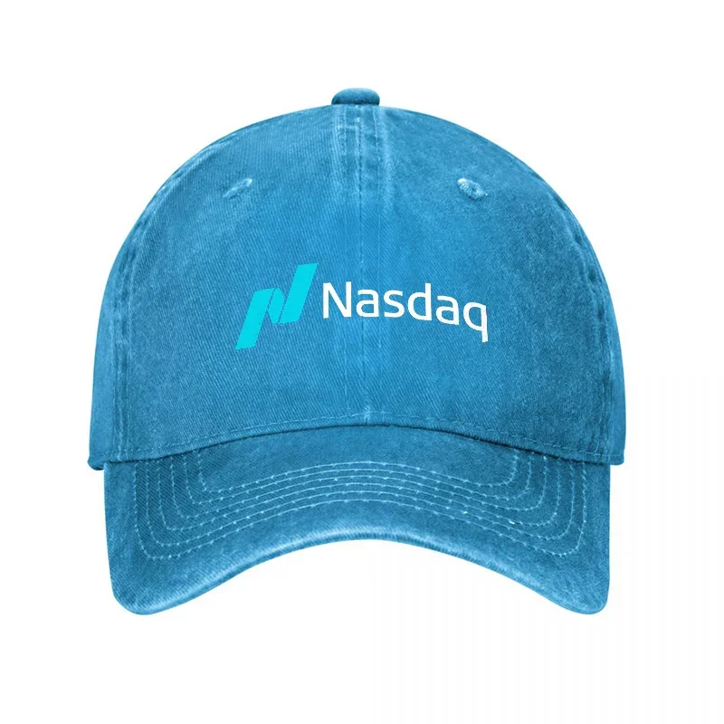 2026 Nasdaq Logo Washed Canvas Baseball Cap Classic Black Adjustable Hat With Embroidered Brand Design For Everyday Wear