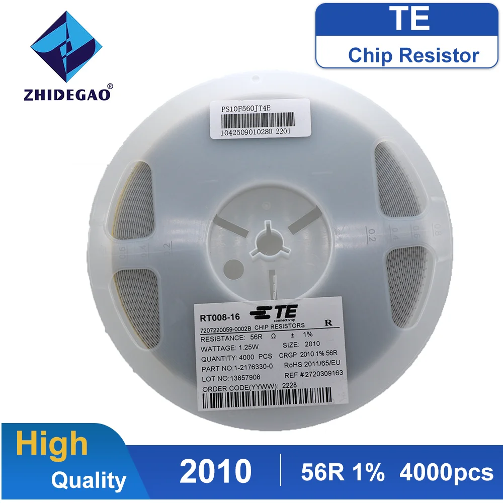 

4000Pcs 2010 56R Chip Fixed Resistor 1% 1.25W 56Ohm 560 SMD Resistor High Quality TE