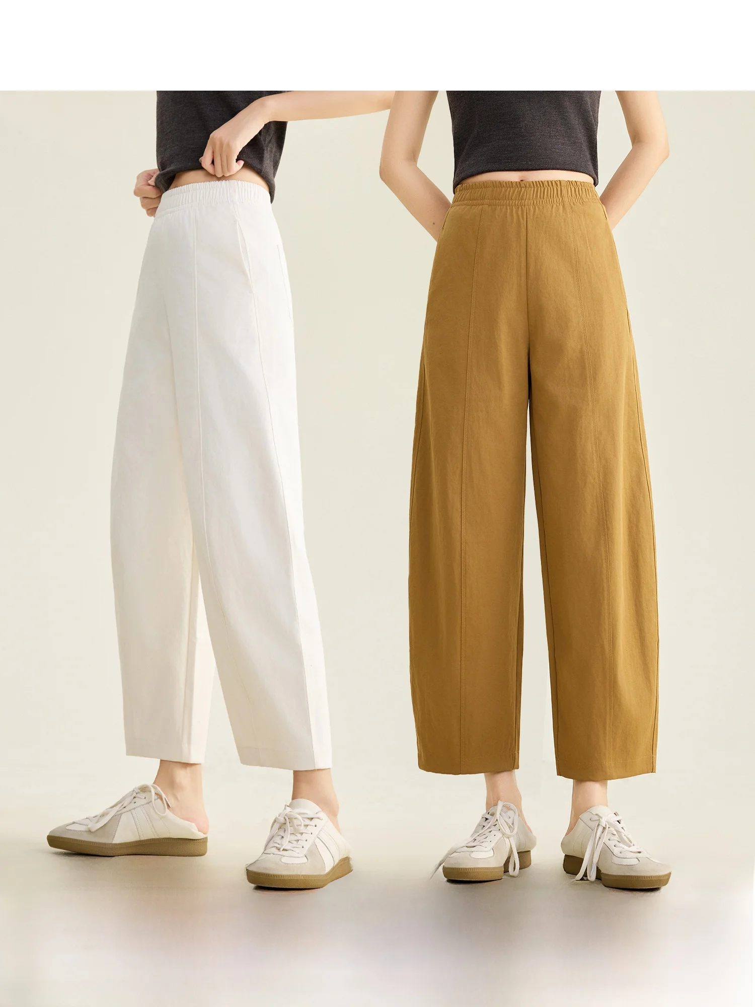 

Classic Loose Straight Leg Nine-Tenths Casual Pants Women's Flexible Anti-Wrinkle Comfortable Leisure Trousers by NAGUAGU