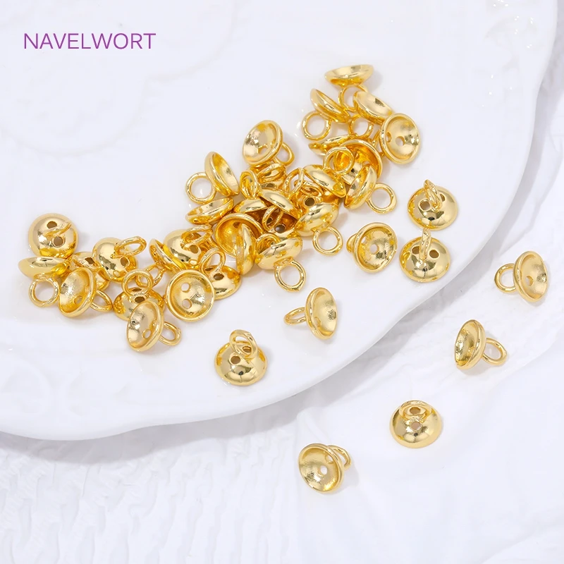 8MM 18K Gold Plated Brass End Cap For Jewelry Making,Caps For Bracelet,Bead End Cap with Loop,Supplies For Jewelry,DIY Finding - view 3