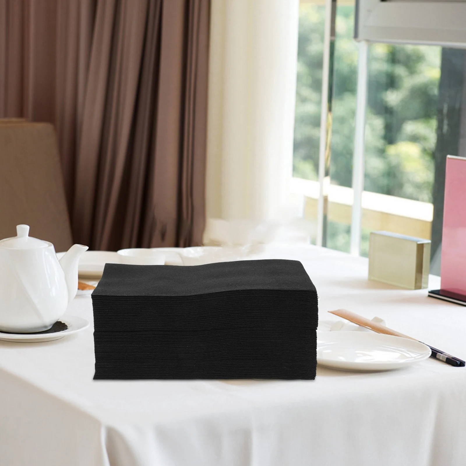 

50pcs Black Dust Free Napkins 30x43cm Disposable Table Napkins for Hotel Restaurant Banquet Party Home Decor Supplies Household