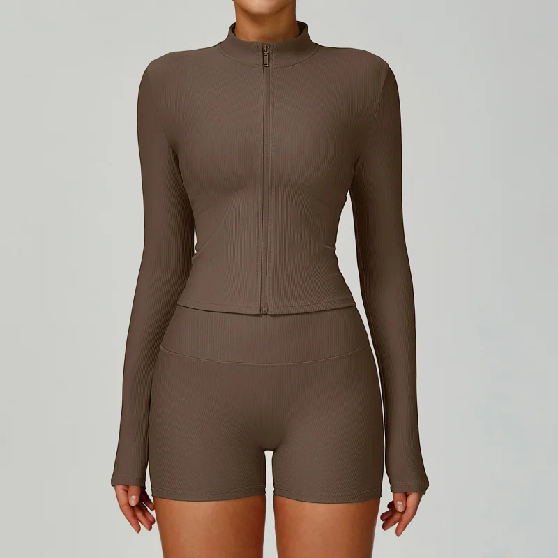 BIANHUI Giacca da yoga slim fit con colletto alla coreana filettato Dimagrante Giacca da fitness sportiva da corsa per esterni antivento Cappotto da corsa