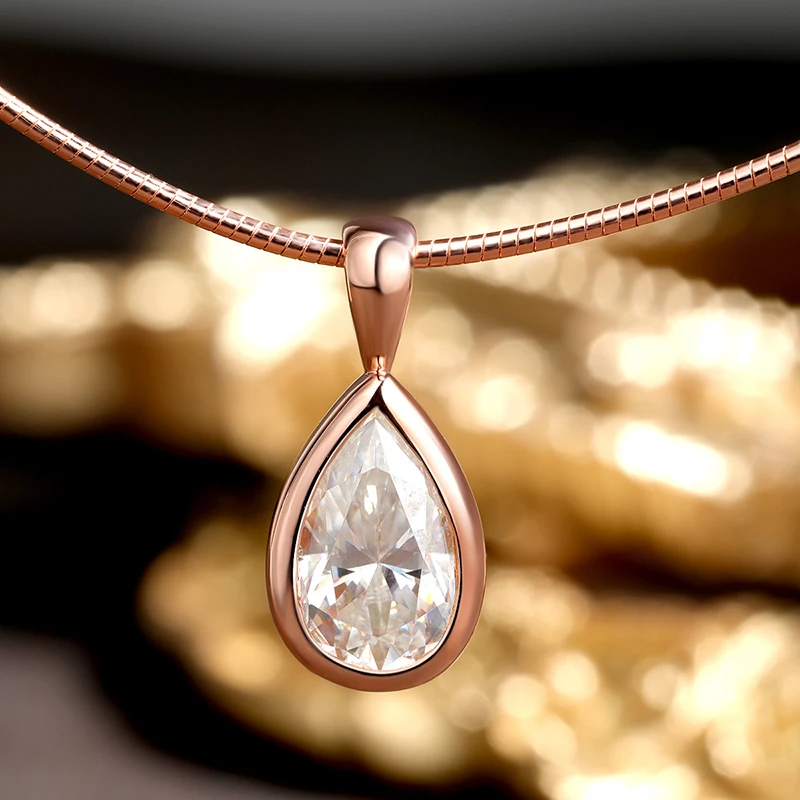 3CT D‑Color VVS1 Pear Cut Solitaire Moissanite Pendant Necklace Pass Diamond Tester 1.5MM Choker Chain S925 Sterling Silver Luxury Fine Jewelry Gift For Women Wedding Anniversary Daily Wear