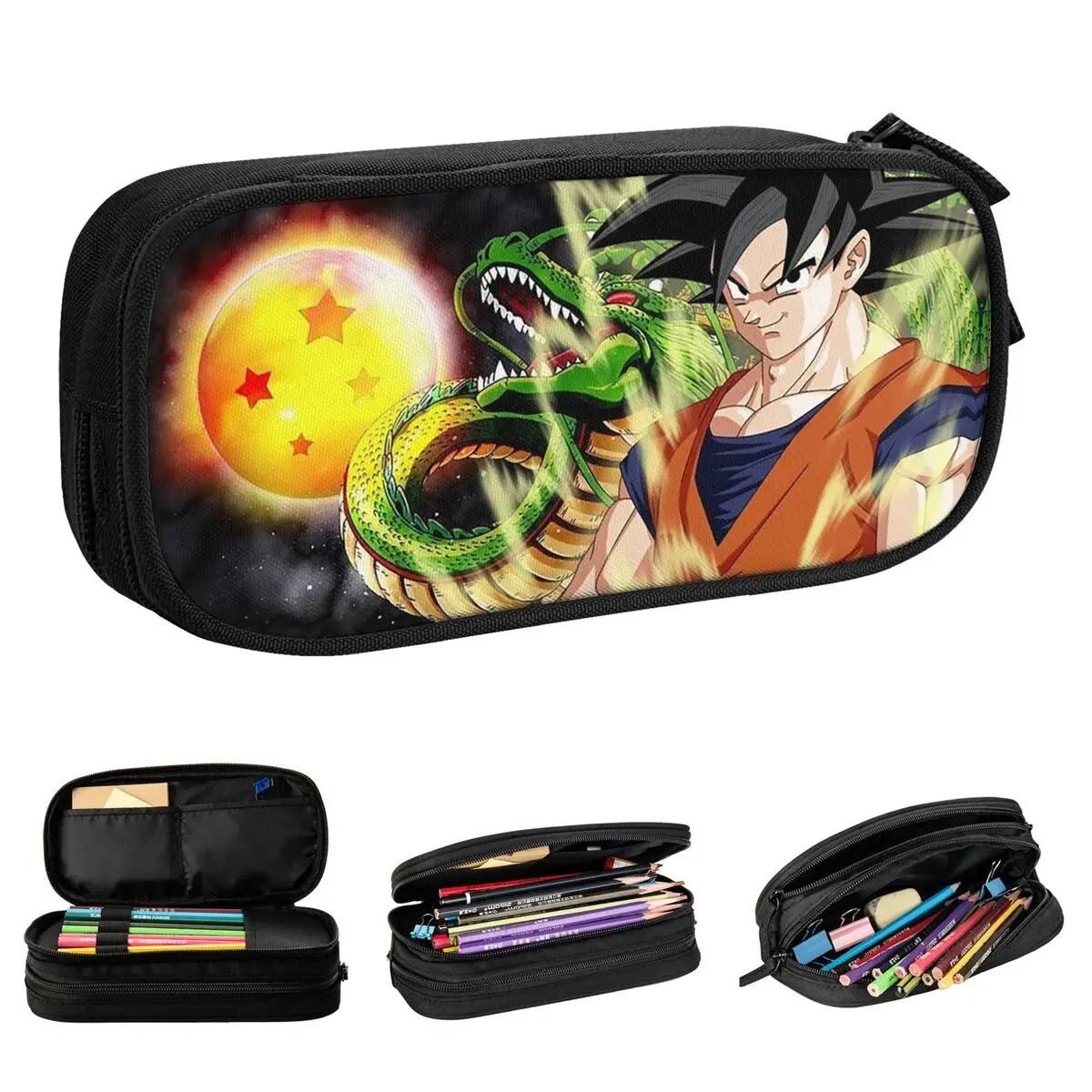 

2 Pencil Cases Dragon Ball Pen Bag Kids Large Storage Office Cosmetic Pencil Box