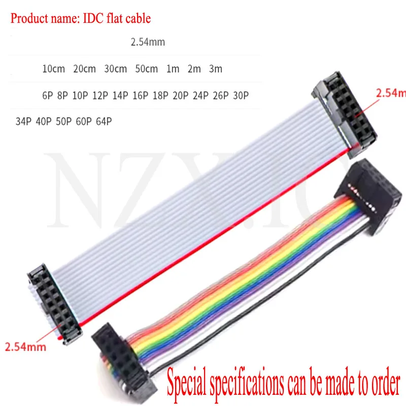 JTAG cable ISP download cable/grey color flat belt For the LED screen IDC FC - 2.54 mm spacing 6/8/10/14/16/20/24/40/50/64 pin