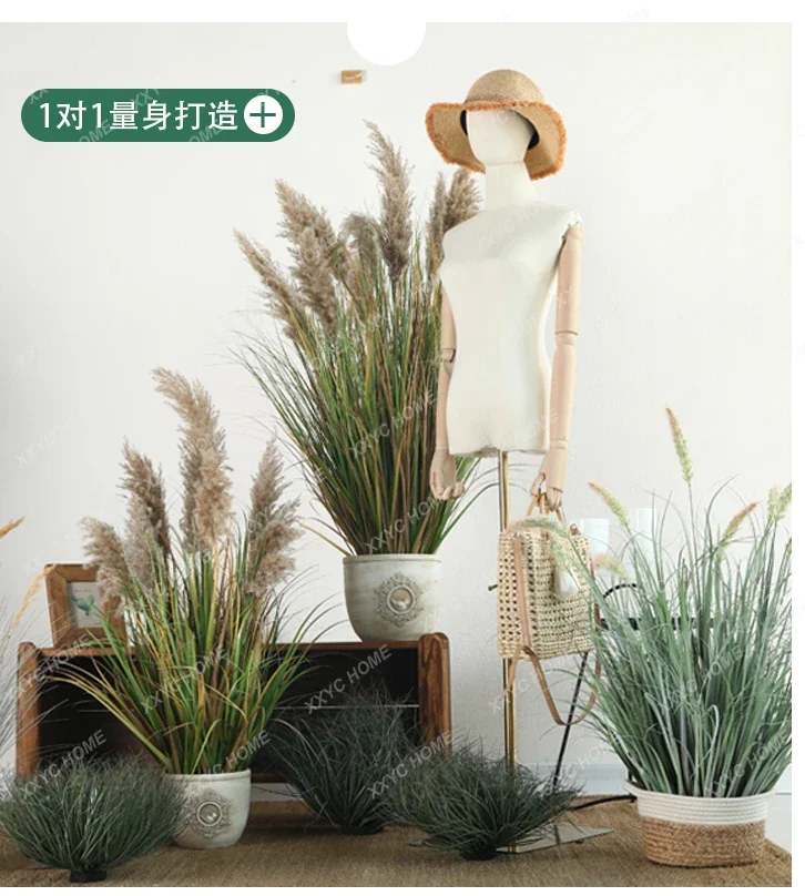 

Artificial Plant Potted Reed Grass Bionic Green Plant Indoor Floor Decorative Wall Partition Window