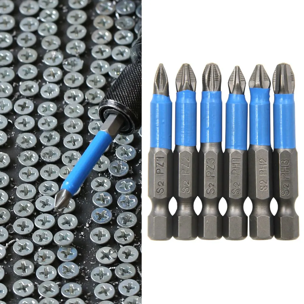 Hexagonal Handle 12pc S2 Steel Anti Slip Screwdriver Head Cross Electric Screwdriver Tool Set PH1/PH2/PH3/PZ1/PZ2/PZ3