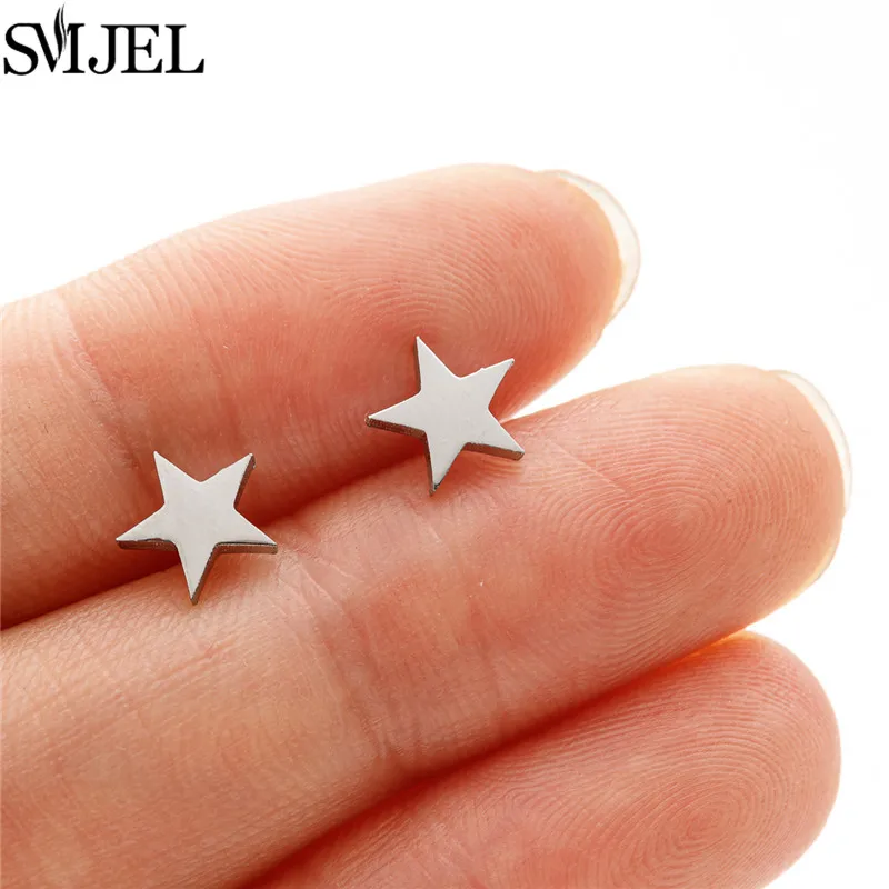 Women's Stainless Steel Mini Stud Earrings, Geometric Design
