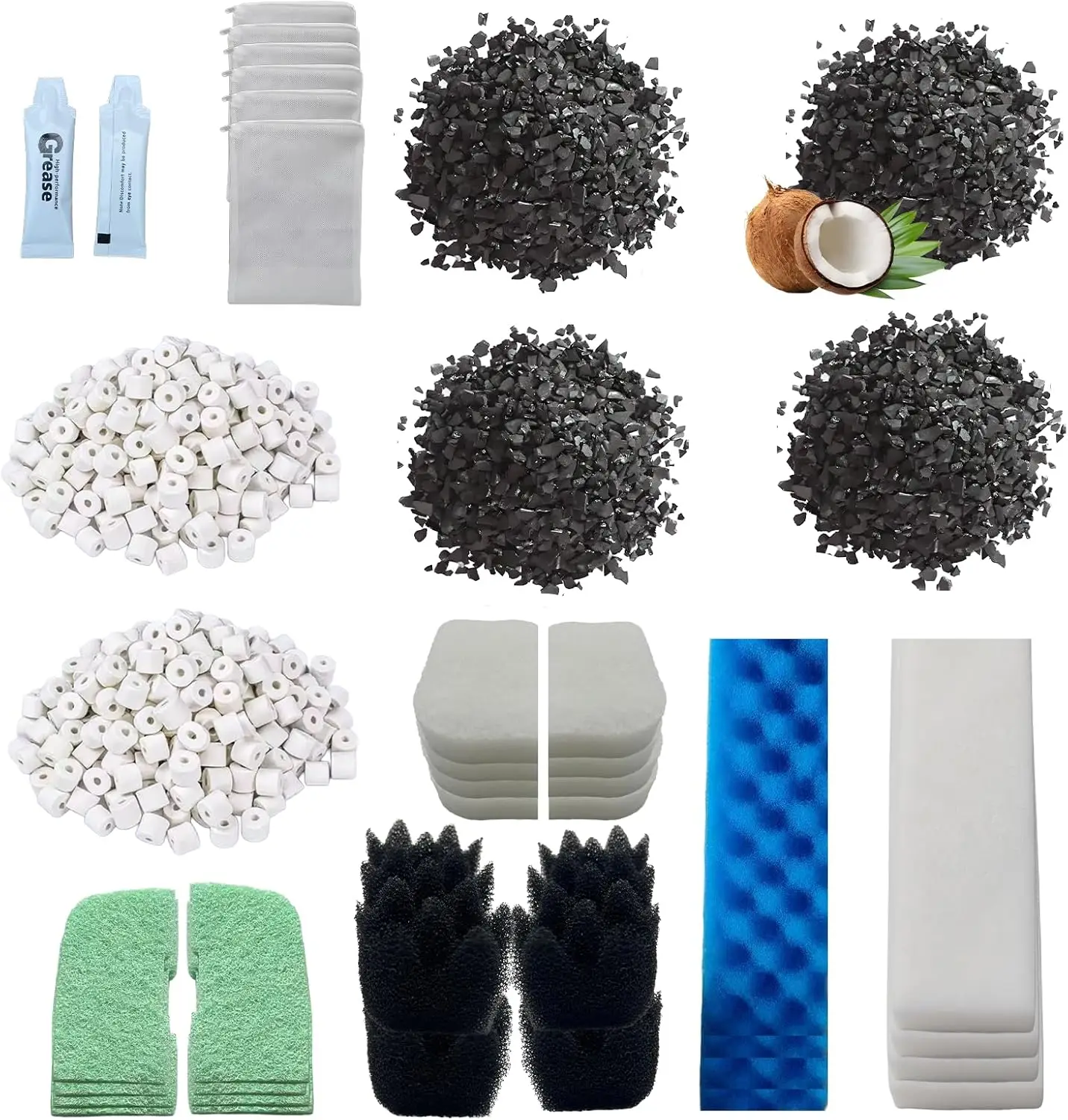 

42-Pack Filter Media Kit for Canister Filters - Bio Foam, Ceramic Rings, Activated Carbon & Polishing Pads