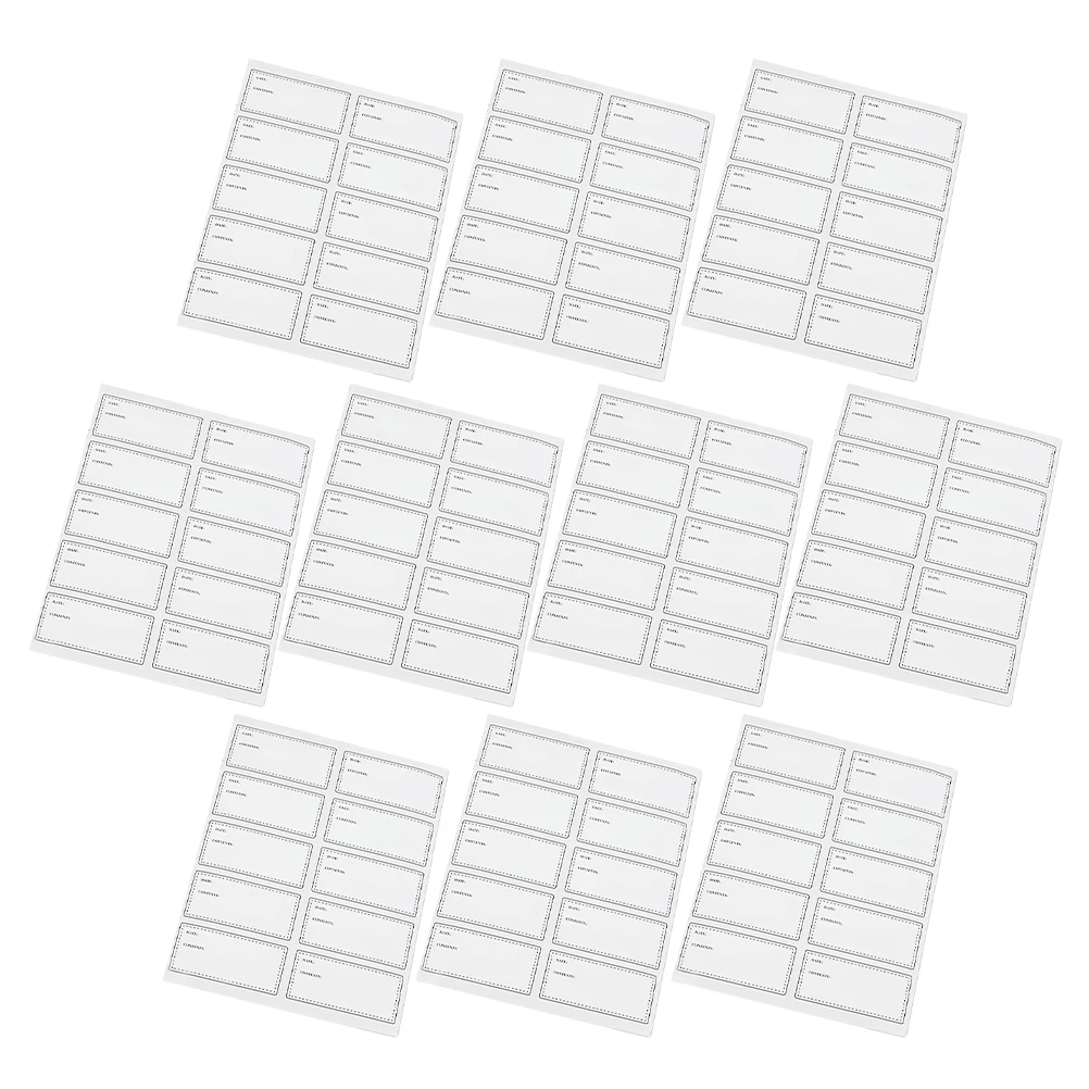

10 Sheets Waterproof Oil-proof Labels for Glass Bottles Removable Adhesive Stickers Blank Space Marker Pen Food Expiration Date