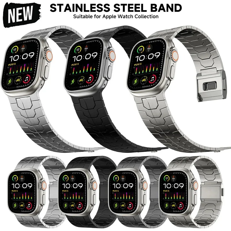 

Магнитный ремешок для часов Iron Man из нержавеющей стали для Apple Watch Band ultra 2 1 49 мм, браслет для iwatch 9 8 7 6 5 4 se 45 мм 44 мм