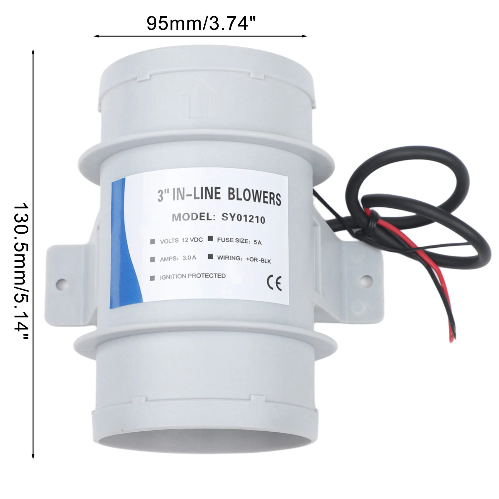 

3Inch 12VSilent Inline Blower Marine Air Blower For Yacht Marine Air Circulation ABS Silent Inline Blower Marine Hardware