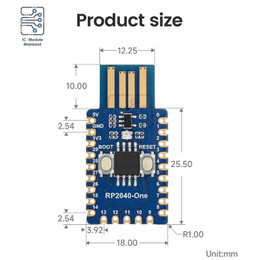 RP2040-One 4MB Flash MCU Board Based On Raspberry Pi RP2040 Microcontroller Chip Type-A MicroPython