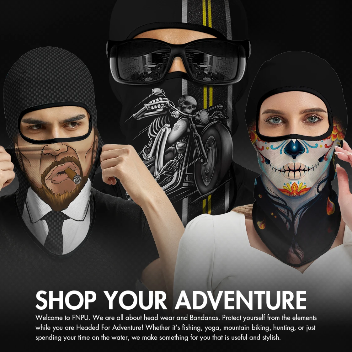 Fahrradmaske Vollgesichts-Motorradhelm Sonnenschutz-Innenfutter Sommer Atmungsaktiv, Totenkopf Halloween Herren Kopfbedeckung Sturmhaube – Detail 1