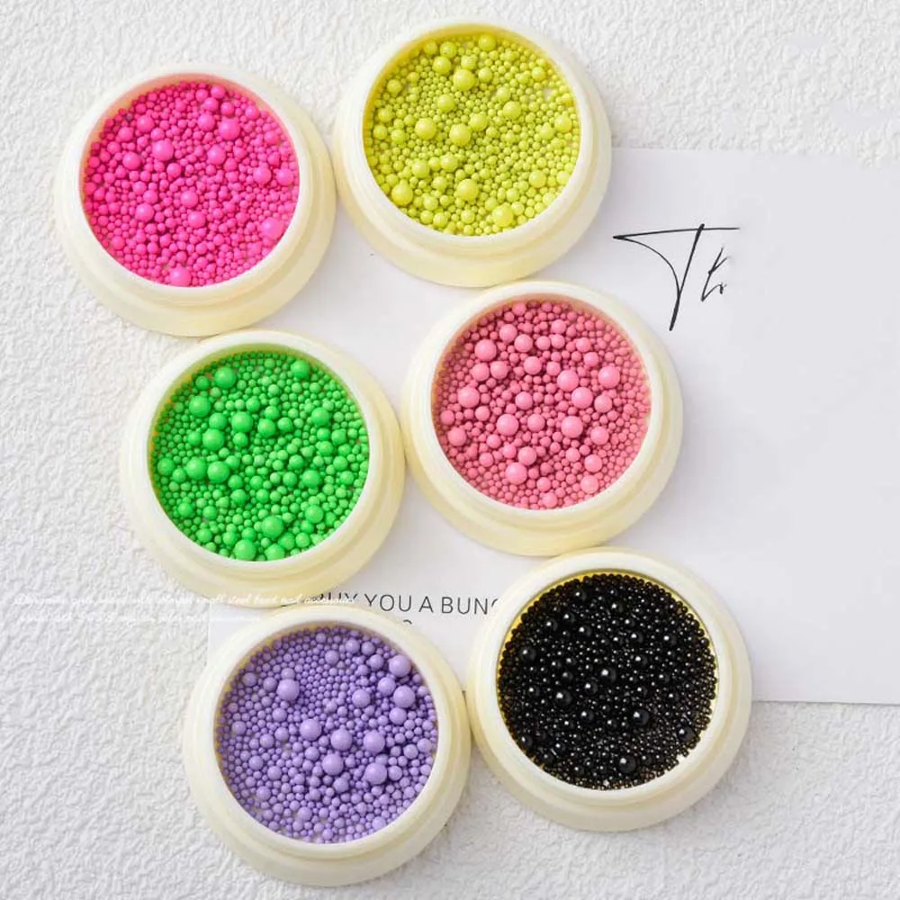 6Colors/set Nail Micro Balls Macaron Nail Art Caviar Beads Macaron Color Beads Nail Ornaments Macaron Nails Steel Beads