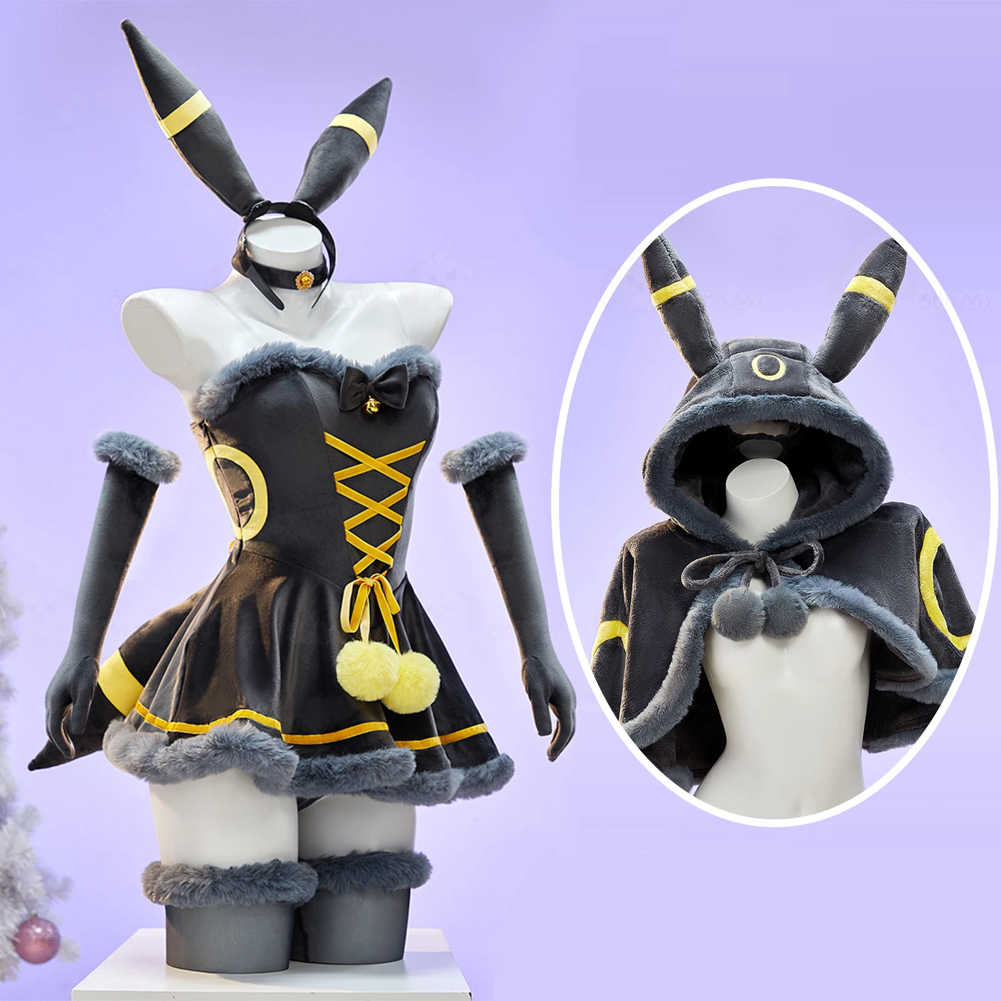 

Vaporeon Umbreon Sylveon Cosplay Costume Women Cute Plush Cloak Dress Headwear Gloves Socks Set Kawaii Cartoon Pajamas Christmas
