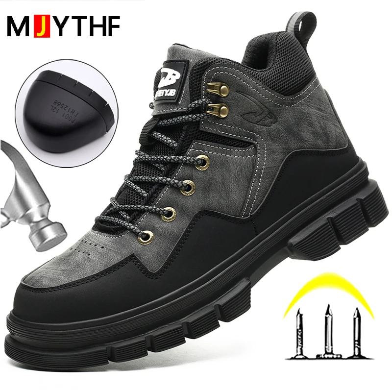 Men's Anti Scald Welding Shoes Work Sneakers Men Waterproof Safety Shoes Puncture-Proof Indestructible Shoes Steel Toe Boots Man