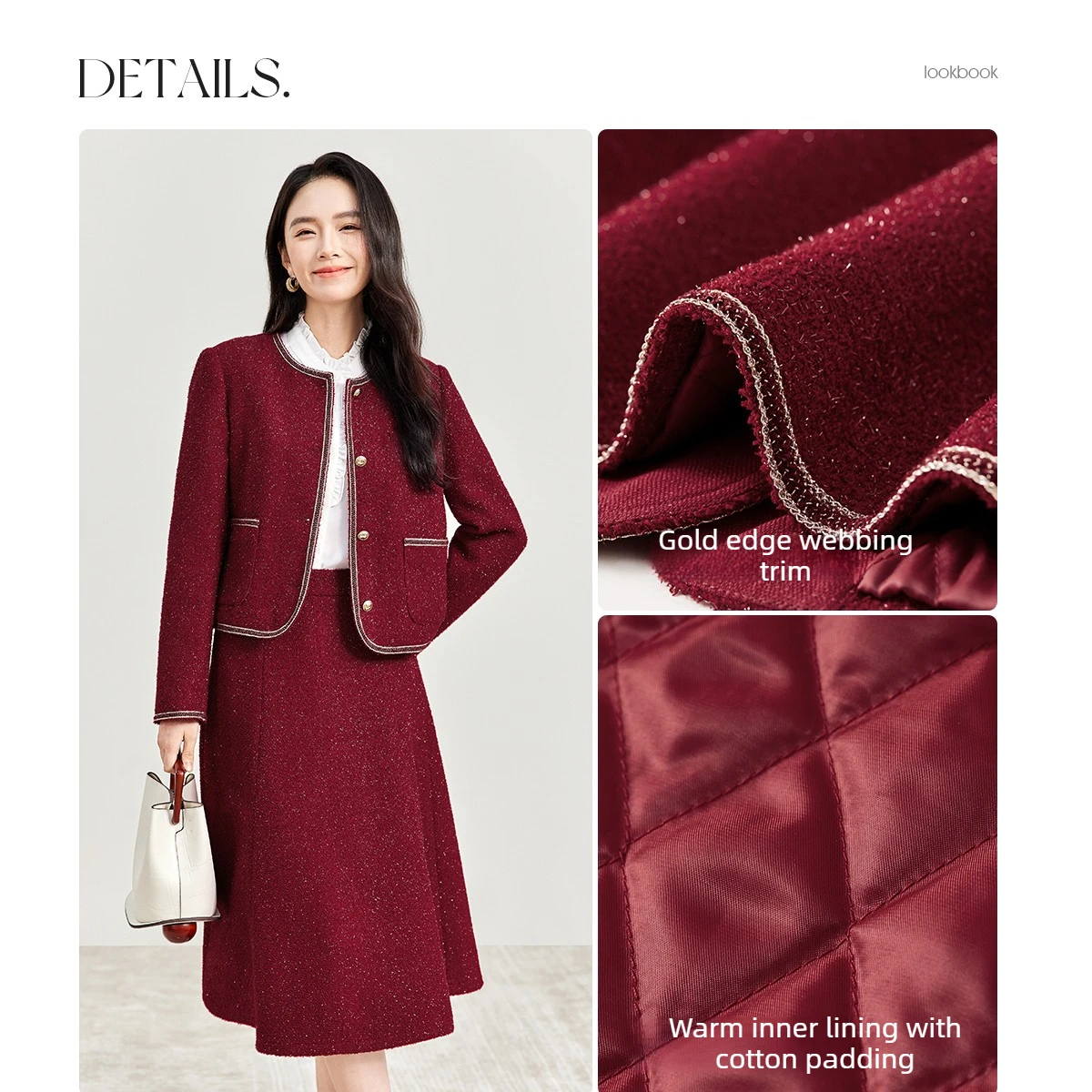 SENTUBILA Dames 2-delige tweedsets Dames elegante outfits 2026 Lente Contrastversiering Cropped gewatteerde jassen Roksets 144Z57533