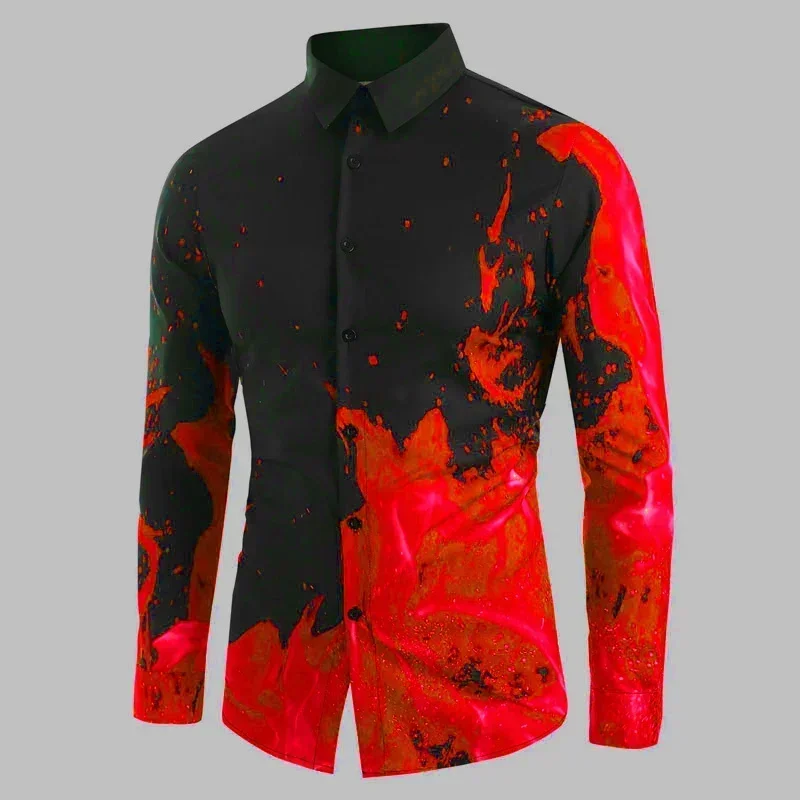 Men Shirt 3D Splash Ink Abstract Fashion Casual Outdoor Street Party Men's Tops Comfortable And Soft High Quality Clothing Tops