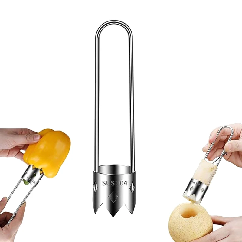 Stainless Steel Fruit Core Remover Apple Pear Bell Peppers Pitter Extractor Tool Versatile Vegetable Core Puller Kitchen Gadgets