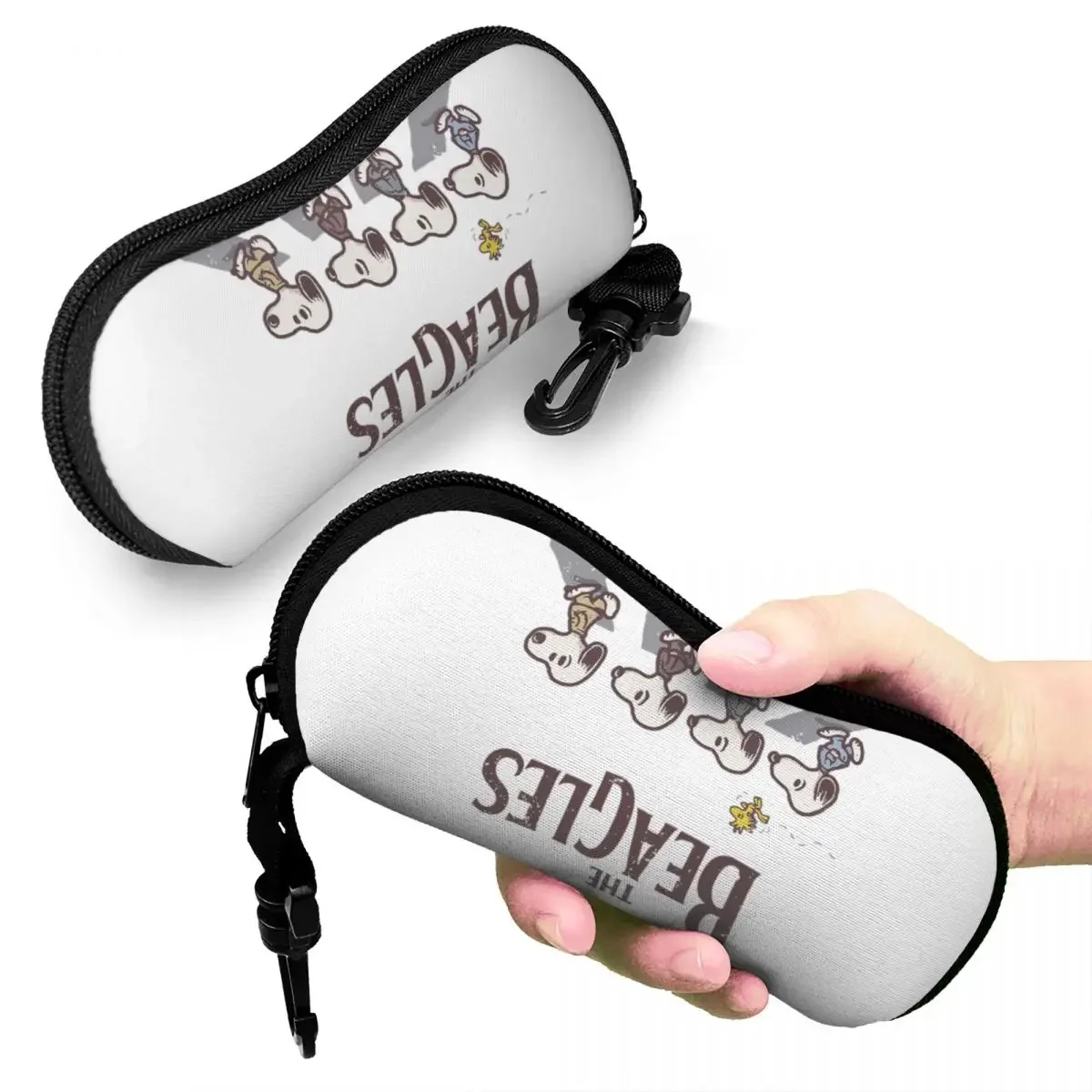 The Beagles Glasses Case Convenient Zipper Comic Eyewear Storage Box Print Eye Contacts Case