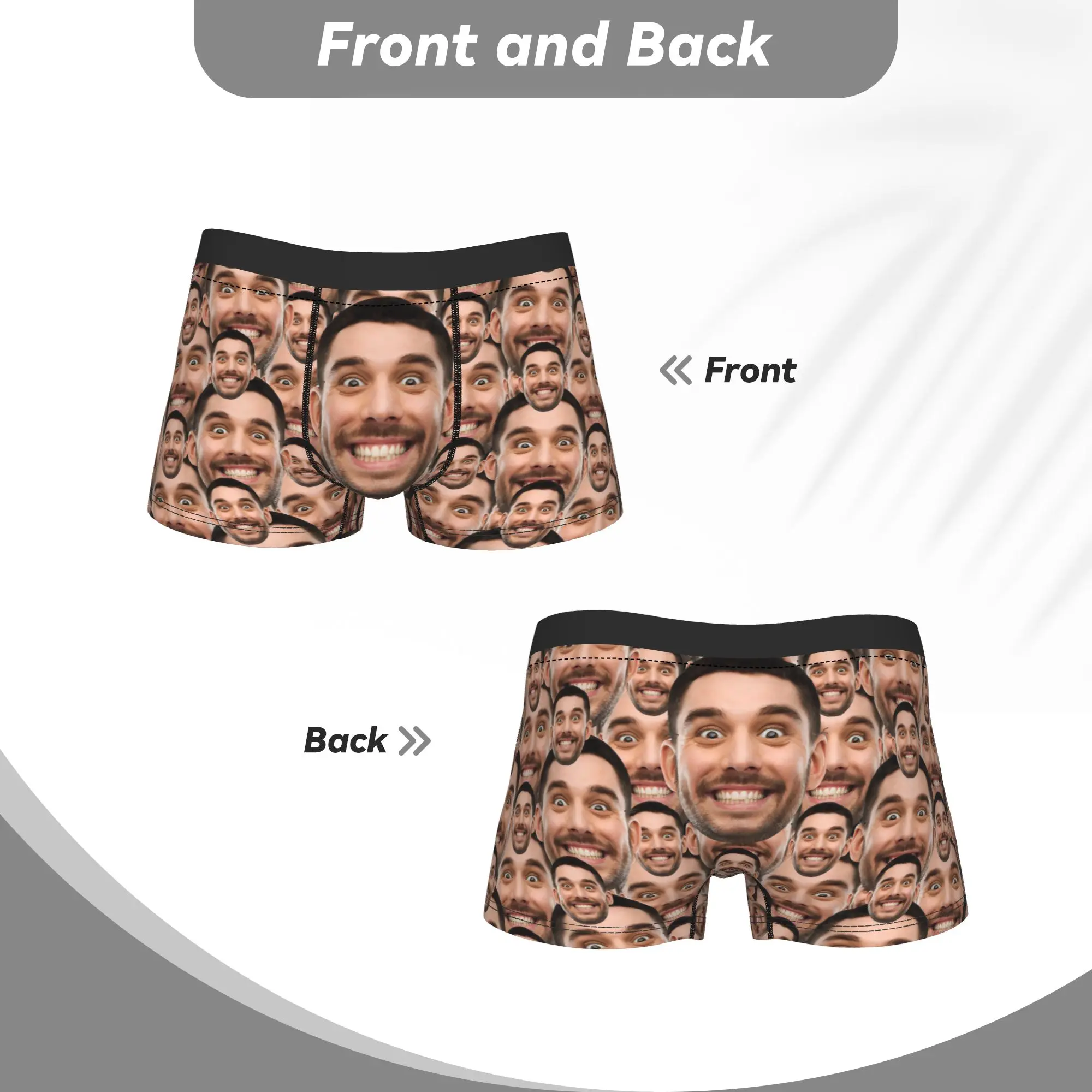 Custom Photo Underwear  Men's Underpants Design Breathable Trunk Trenky Shorts Briefs Big Size image 4