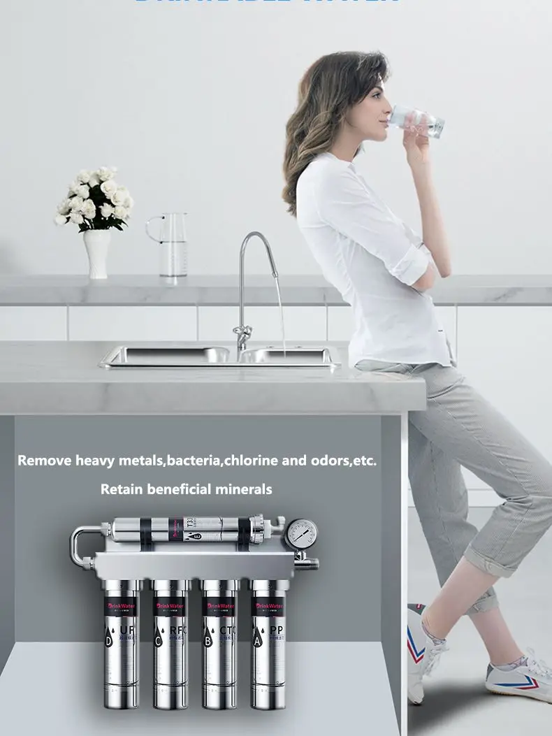 Household Kitchen Ultrafiltration Water Purifier With Tap Stainless Steel Direct Drink Tap Water Purifier Water Filter System