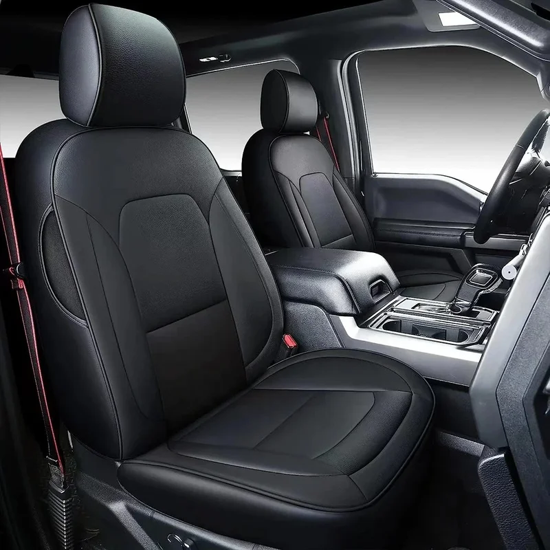 High Quality All Season Breathable PU Leather Full Surround Seat Covers Universal Auto Seat Cushion Protector Fit Pickup Trucks
