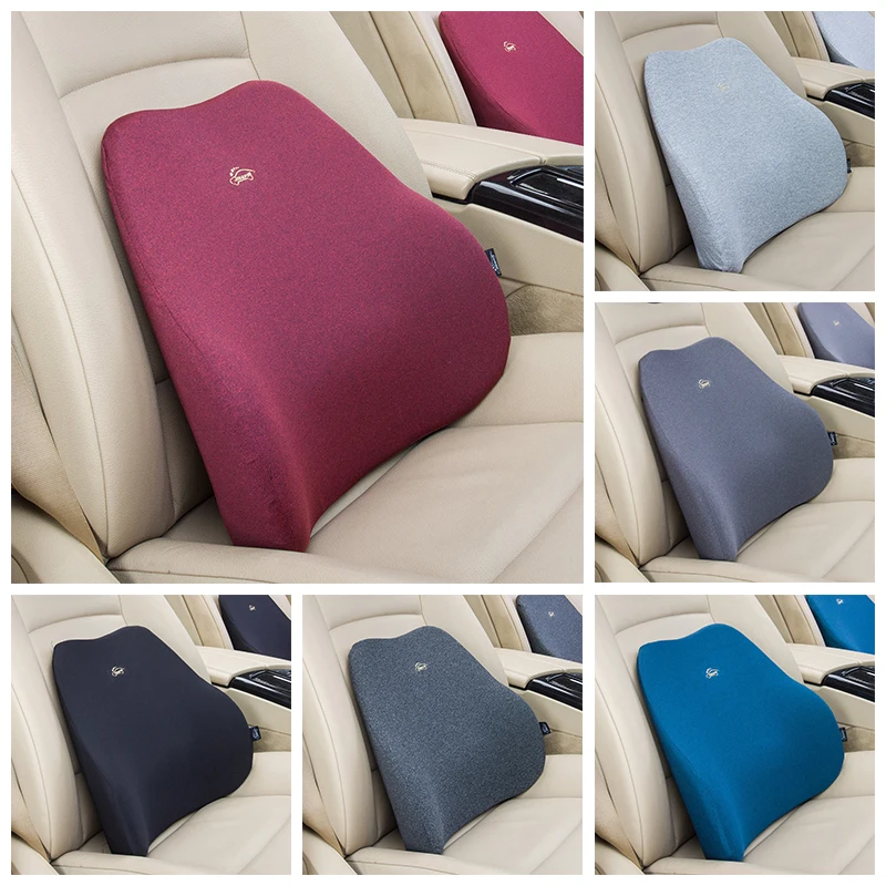 Universal Memory Foam Car Back Pillow Seat Lumbar Support Auto Cushion Waist Relax Car Accessories Interior 6 Colors Black Blue