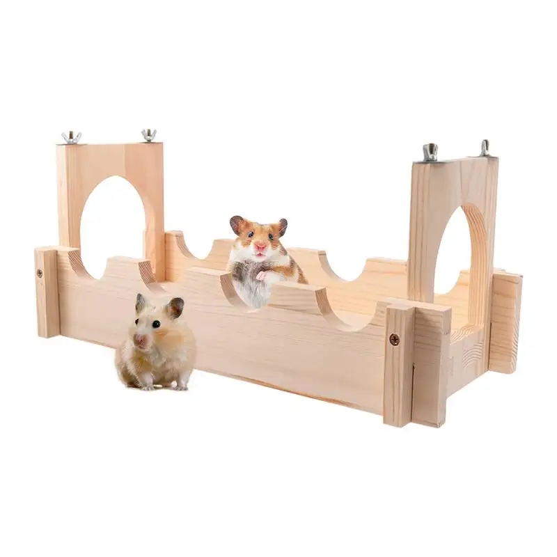 Suspension Bridge For Cage Wooden Habitat Bridge Cage Toy Chinchilla Wooden Suspension Bridge Small Animal Cage Accessories