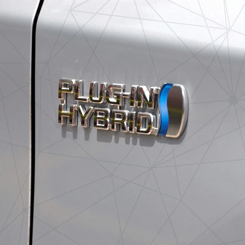 3D Auto Metal Plug-in Hybrid Badge Car Rear Trunk Emblem Sticker LOGO Decor For RAV4 Corolla Yaris GR Camry Prius Levin C-HR view 3