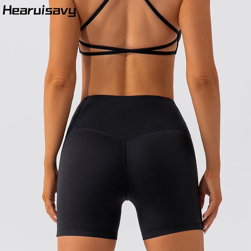 

Hearuisavy Women's Nude Feel Quick Dry Breathable Yoga Shorts High Waist Hip Lift Slim Fit Fitness Pants Gym Workout Leggings