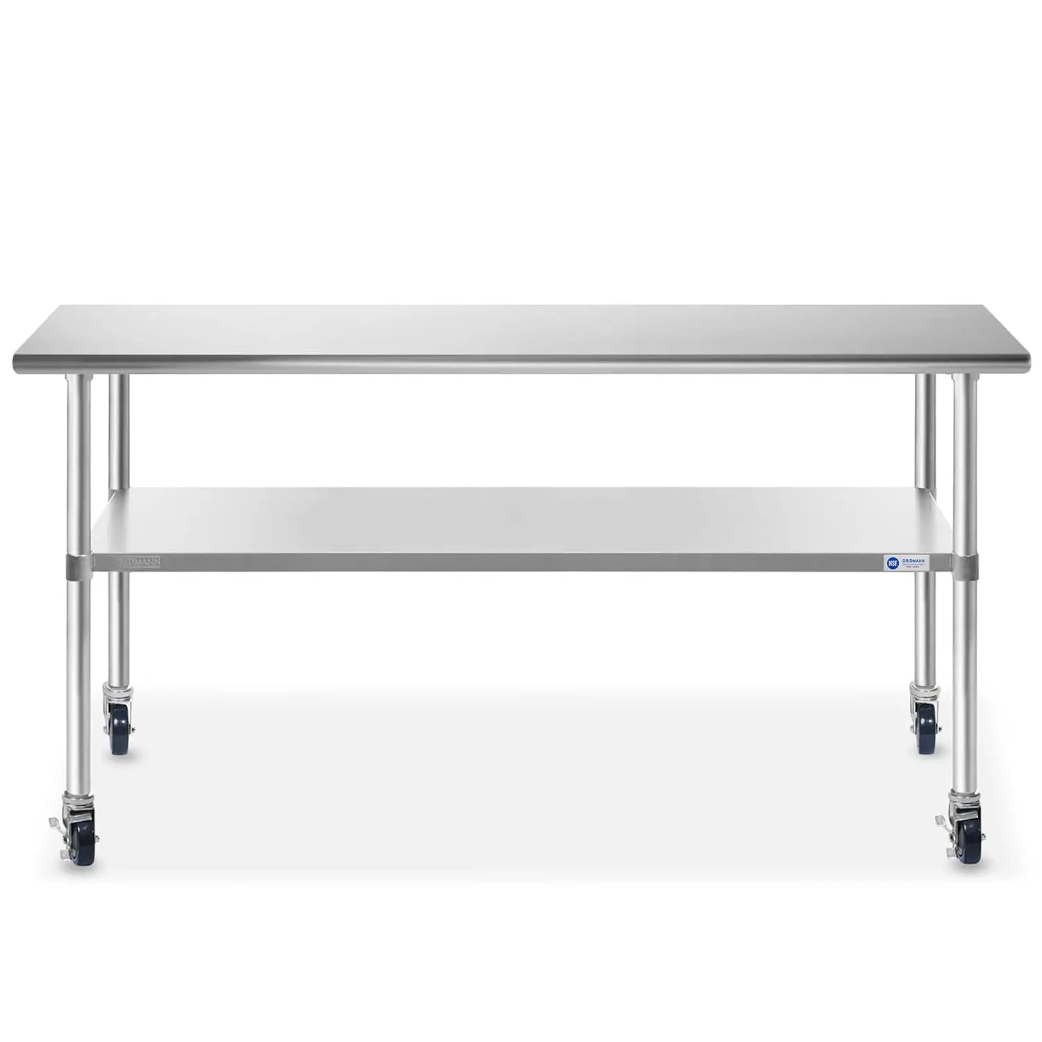 Stainless Steel Work & Prep Table 72 x 30 Inches with Caster Wheels and Under Shelf for Restaurant, Home, Hotel