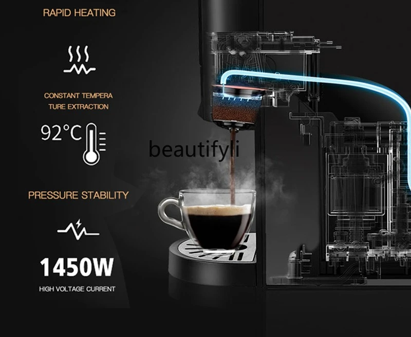 Macchina da caffè a capsule per uso domestico da 1450 W. Piccola macchina da caffè multifunzione a capsule italiane