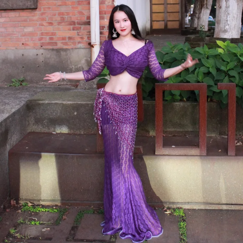Maßgeschneiderte Bauchtanzkostüme, rotes Set, sexy Performance-Kostüm, disfraces Adultos, YaGi Diego Diego Diego EZ Jawa AliExpress Indien, exotische Tanzbekleidung